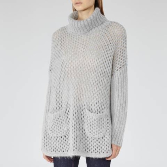 Reiss Sweaters - Reiss Fanella textured Gray Sweater Cape Sz Large